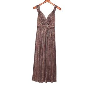Catherine Deane NWT NIkola Pleated Empire Goddess Metallic Stripe Dress Size 0‎